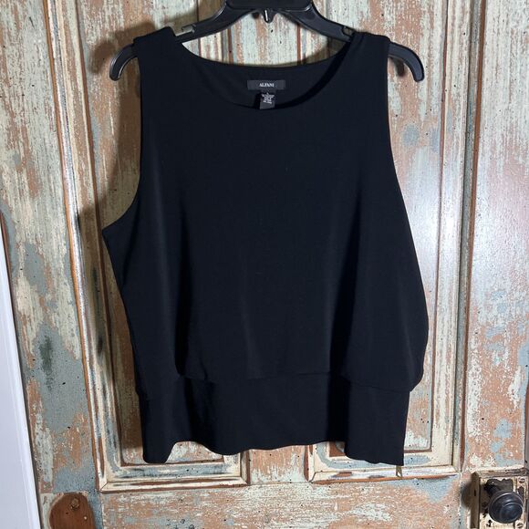 Alfani Women’s Large Blouse Black Layered Colorful Gold Side Zip Tank Top - Picture 1 of 8